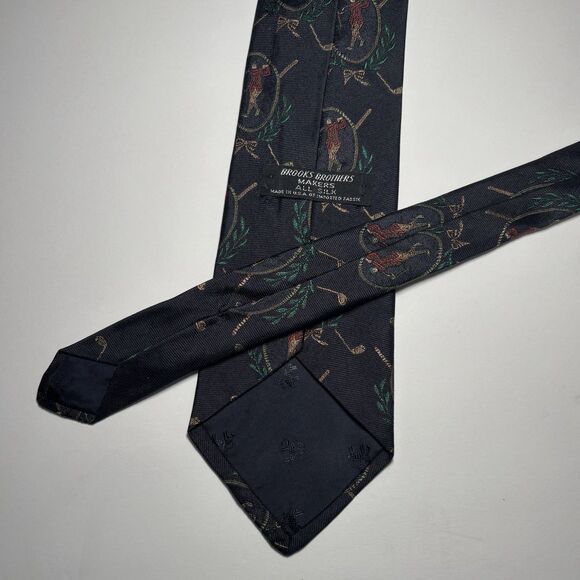 Brooks Brothers Golfer %100 Silk Makers & Merchants Navy Men's Neck Tie VTG - Picture 3 of 5